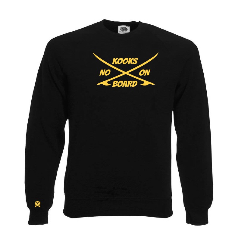 WETTY SWEATSHIRT "NO KOOKS ON BOARD" crew neck / Black  Blue / Green