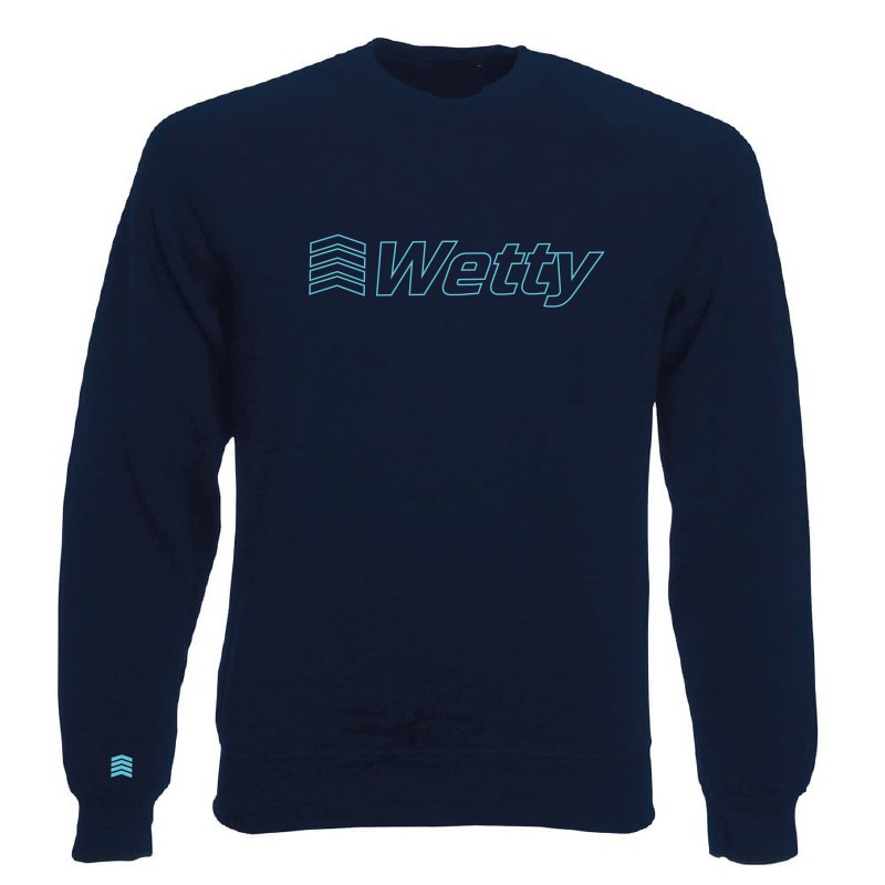 SWEAT WETTY RAS DU COU - LOGO WETTY - NOIR / BLEU / VERT