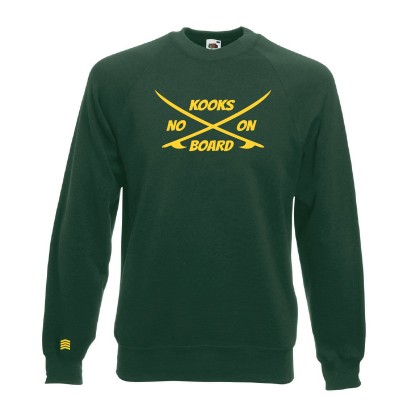 WETTY SWEATSHIRT "NO KOOKS ON BOARD" crew neck / Black  Blue / Green