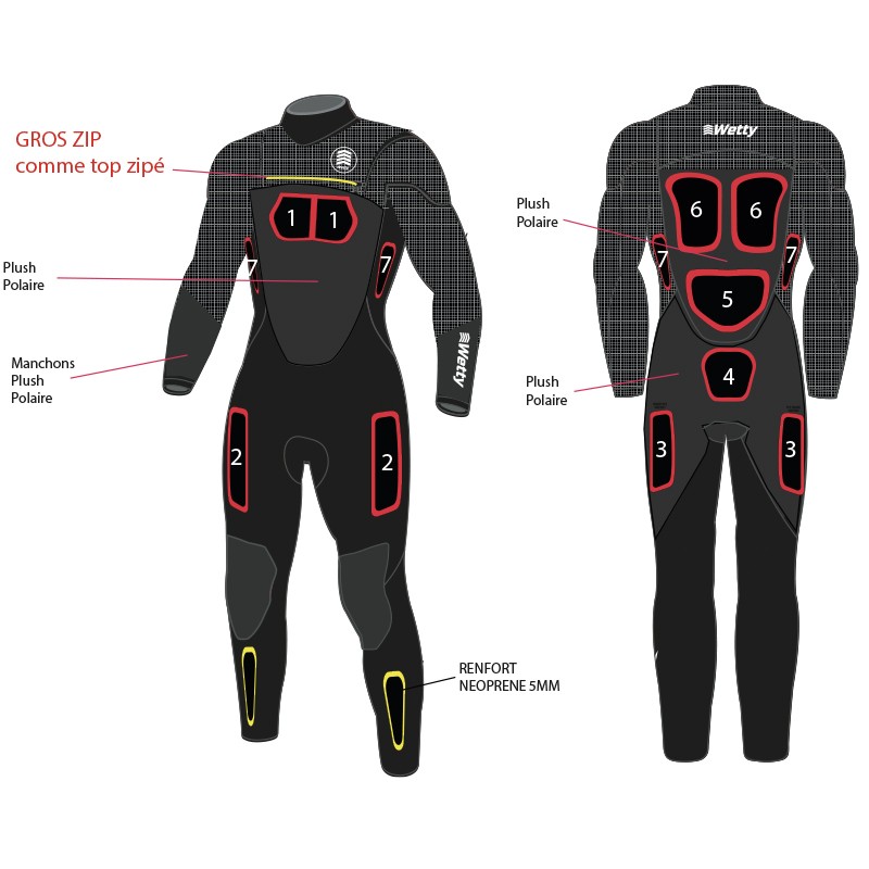 COMBINAISON IMPACT DE SURF WETTY HIVER 4/4MM